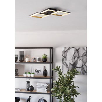 Plafoniera LED CALLIERA negru/alama Eglo 901222, 59.5x31 cm, 20W