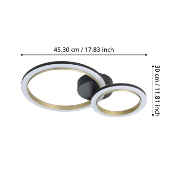 Plafoniera LED CALLIERA negru/alama Eglo 901223, 42x30 cm, 12W