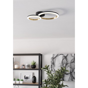 Plafoniera LED CALLIERA negru/alama Eglo 901223, 42x30 cm, 12W