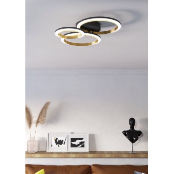 Plafoniera LED CALLIERA negru/alama Eglo 901224, 49x44.5 cm, 20W