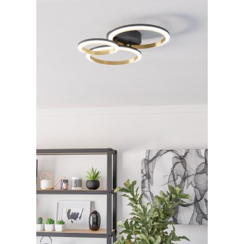 Plafoniera LED CALLIERA negru/alama Eglo 901224, 49x44.5 cm, 20W