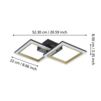 Plafoniera LED CALLIERA negru/alama Eglo 901225, 52.5x31 cm, 18.4W