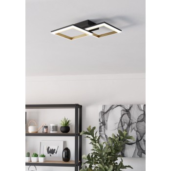 Plafoniera LED CALLIERA negru/alama Eglo 901225, 52.5x31 cm, 18.4W