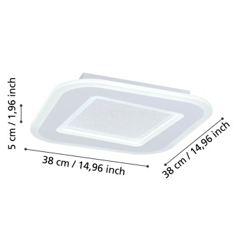 Plafoniera LED MACCHIONI alb Eglo 901234, 38x38 cm, 20W