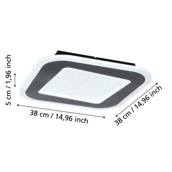 Plafoniera LED MACCHIONI negru/alb Eglo 901241, 38x38 cm, 20W