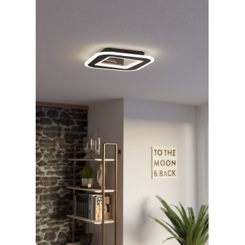Plafoniera LED MACCHIONI negru/alb Eglo 901241, 38x38 cm, 20W