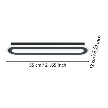 Plafoniera LED MACCHIONI negru/alb Eglo 901243, 55x12 cm, 20W