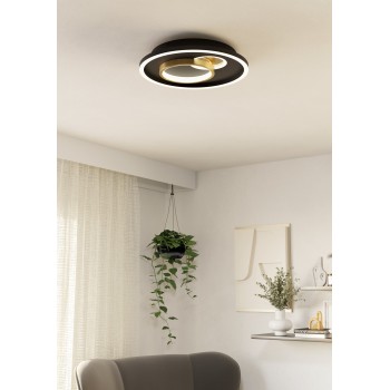 Plafoniera LED TIRIOLO negru/auriu Eglo 901244, D38 cm, 14W