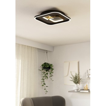 Plafoniera LED TIRIOLO negru/auriu Eglo 901245, 38x38 cm, 16.2W