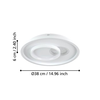 Plafoniera LED TIRIOLO alb/argintiu Eglo 901246, D38 cm, 14W