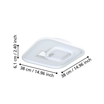 Plafoniera LED TIRIOLO alb/argintiu Eglo 901247, 38x38 cm, 16.2W