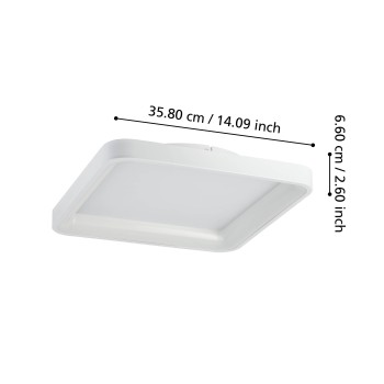 Plafoniera LED LORETELLO alb Eglo 901249, 35x35 cm, 12W