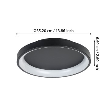 Plafoniera LED LORETELLO negru Eglo 901251, D35 cm, 12W