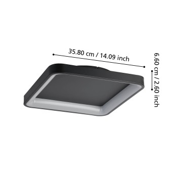 Plafoniera LED LORETELLO negru Eglo 901252, 35x35 cm, 12W