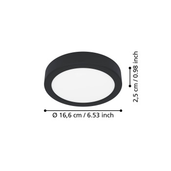 Plafoniera LED FUEVA 6 negru Eglo 901297, D16.6 cm, 7.5W