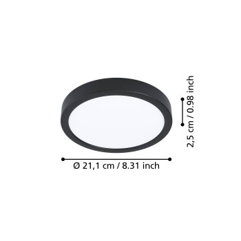 Plafoniera LED FUEVA 6 negru Eglo 901298, D21.1 cm, 11.5W