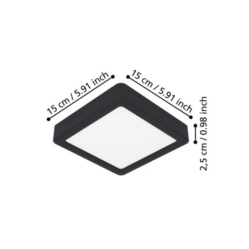 Plafoniera LED FUEVA 6 negru Eglo 901302, 15x15 cm, 7W