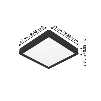 Plafoniera LED FUEVA 6 negru Eglo 901303, 22x22 cm, 10.5W