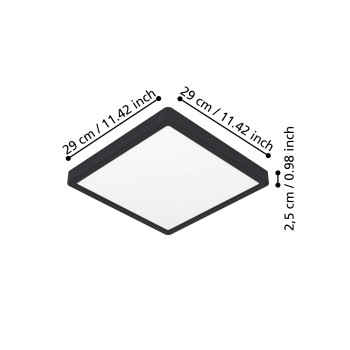 Plafoniera LED FUEVA 6 negru Eglo 901304, 29x29 cm, 13W