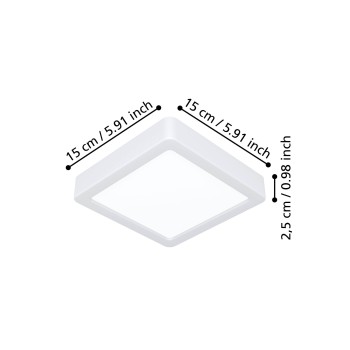 Plafoniera LED FUEVA 6 alb Eglo 901311, 15x15 cm, 7W