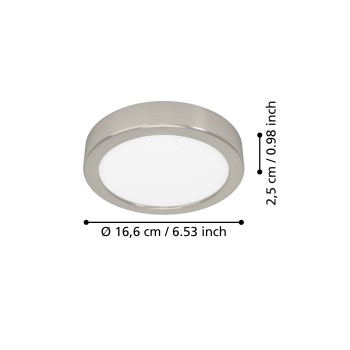 Plafoniera LED FUEVA 6 nichel satinat Eglo 901315, D16.6 cm, 7.5W