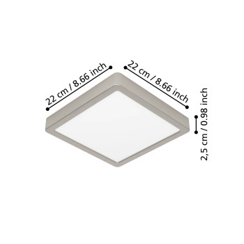 Plafoniera LED FUEVA 6 nichel satinat Eglo 901321, 22x22 cm, 10.5W