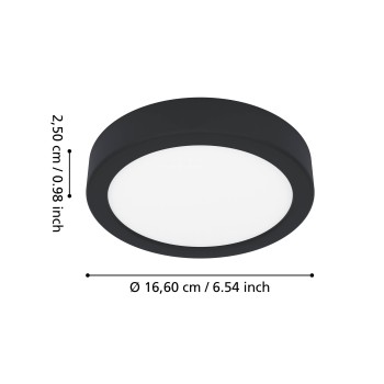 Plafoniera LED FUEVA 6 negru Eglo 901324, D16.6 cm, 7.5W