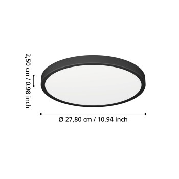 Plafoniera LED FUEVA 6 negru Eglo 901326, D27.8 cm, 14.2W