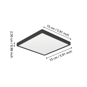 Plafoniera LED FUEVA 6 negru Eglo 901328, 15x15 cm, 7W