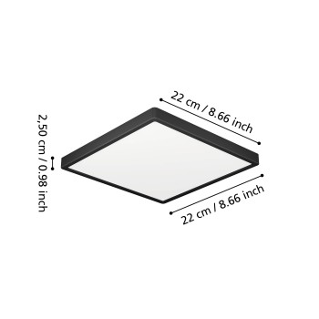 Plafoniera LED FUEVA 6 negru Eglo 901329, 22x22 cm, 10.5W