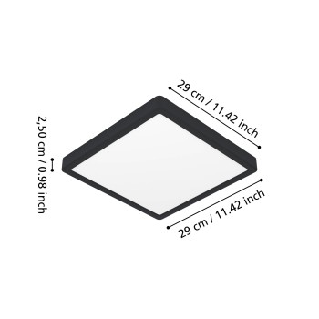 Plafoniera LED FUEVA 6 negru Eglo 901331, 29x29 cm, 13W