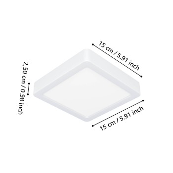Plafoniera LED FUEVA 6 alb Eglo 901335, 15x15 cm, 7W