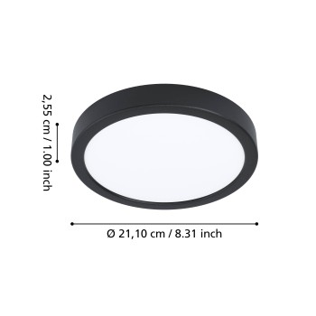 Plafoniera LED FUEVA 6-Z negru Eglo 901372, D21.1 cm, 11.2W