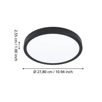 Plafoniera LED FUEVA 6-Z negru Eglo 901373, D27.8 cm, 14.3W