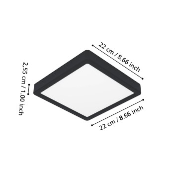 Plafoniera LED FUEVA 6-Z negru Eglo 901374, 22x22 cm, 10.5W