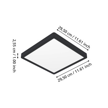 Plafoniera LED FUEVA 6-Z negru Eglo 901375, 29.5x29.5 cm, 13.5W