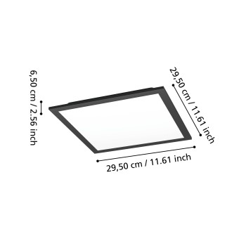 Plafoniera LED MORADILLO-Z negru Eglo 901505, 29.5x29.5 cm, 14W