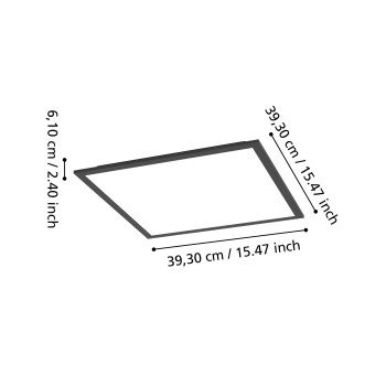 Plafoniera LED MORADILLO-Z negru Eglo 901506, 39.3x39.3 cm, 19W