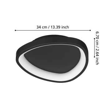 Plafoniera LED LORETELLO negru Eglo 901584, D35 cm, 12W