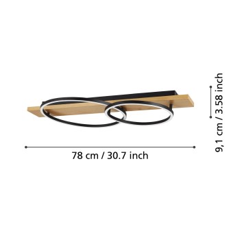 Plafoniera LED BOYAL negru/maro Eglo 901716, 78x40 cm, 12W