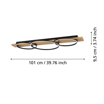 Plafoniera LED BOYAL negru/maro Eglo 901717, 101x40 cm, 12W