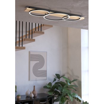 Plafoniera LED BOYAL negru/maro Eglo 901717, 101x40 cm, 12W