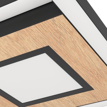 Plafoniera LED MARINELLO negru/maro Eglo 901742, 48.5x48.5 cm, 17W