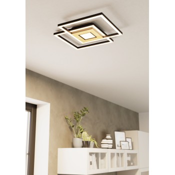 Plafoniera LED MARINELLO negru/maro Eglo 901742, 48.5x48.5 cm, 17W
