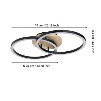 Plafoniera LED LOMALTAS-Z negru/maro Eglo 901743, 58x35 cm, 8W