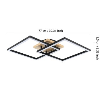 Plafoniera LED LOMALTAS-Z negru/maro Eglo 901744, 77x49.5 cm, 8W