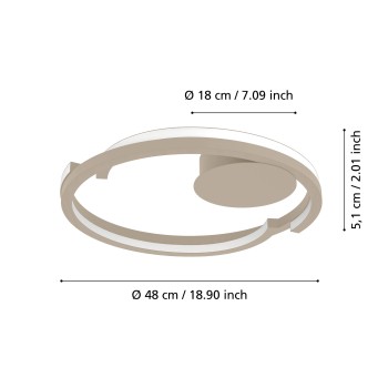 Plafoniera LED MEZZOMONTE sandy Eglo 901823, D48 cm, 40W