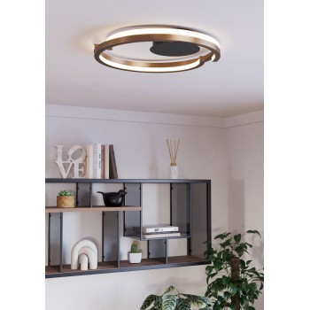 Plafoniera LED MEZZOMONTE bronz/negru Eglo 901825, D48 cm, 20W