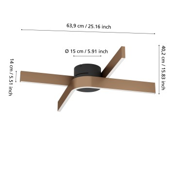 Plafoniera LED FOLCINO-Z bronz/negru Eglo 901863, 64x40 cm, 18W