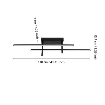 Plafoniera LED TREPILIANO negru Eglo 901884, 78.5x7 cm, 20W